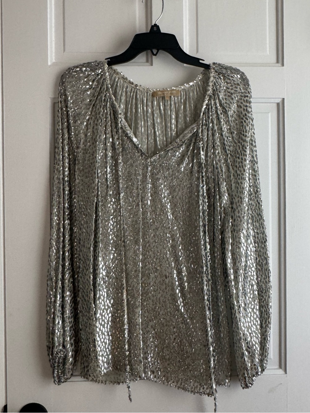 Michael Kors Collection Silver Sequin Leopard-Print Wall Tapestry